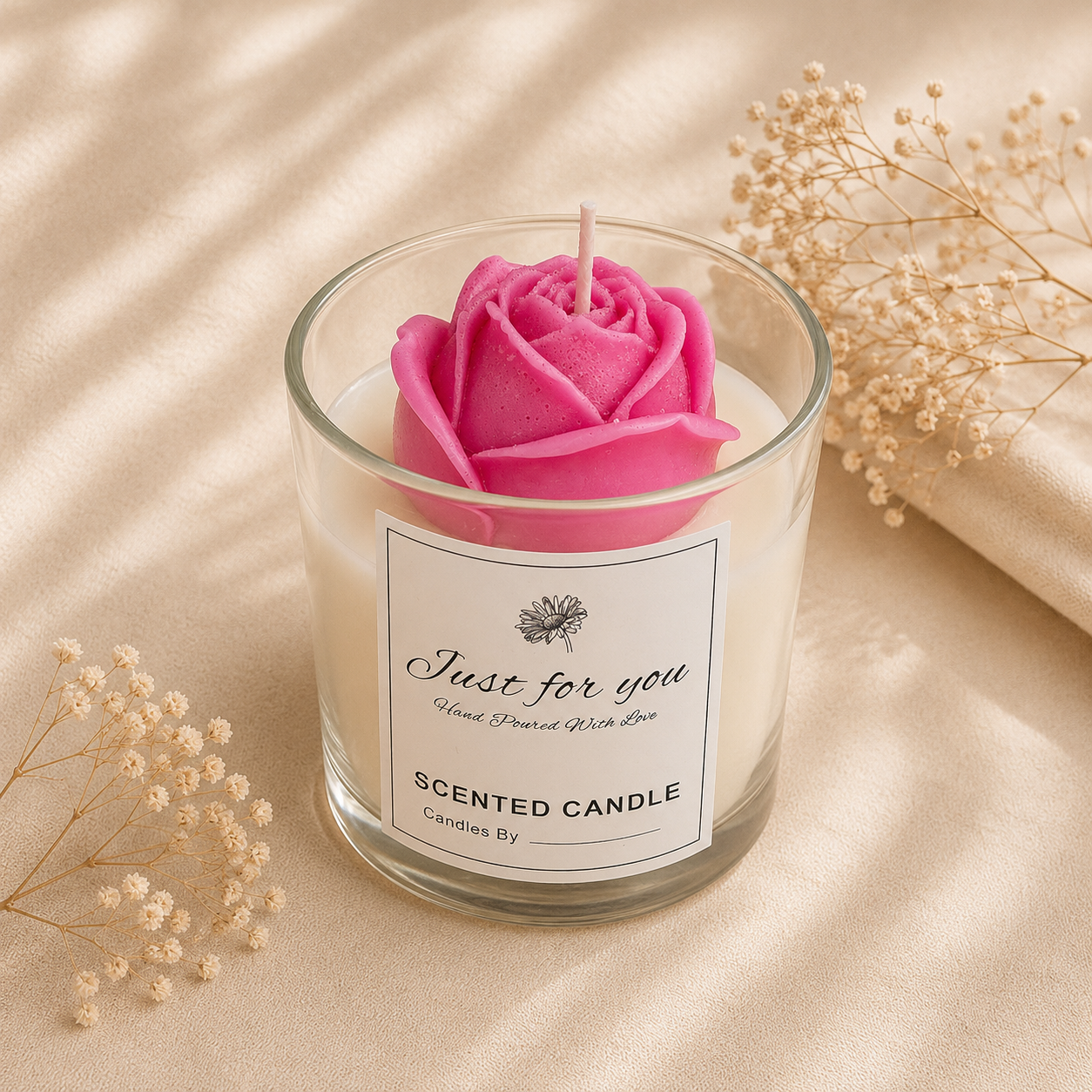 🌸 Pink Rose Candle